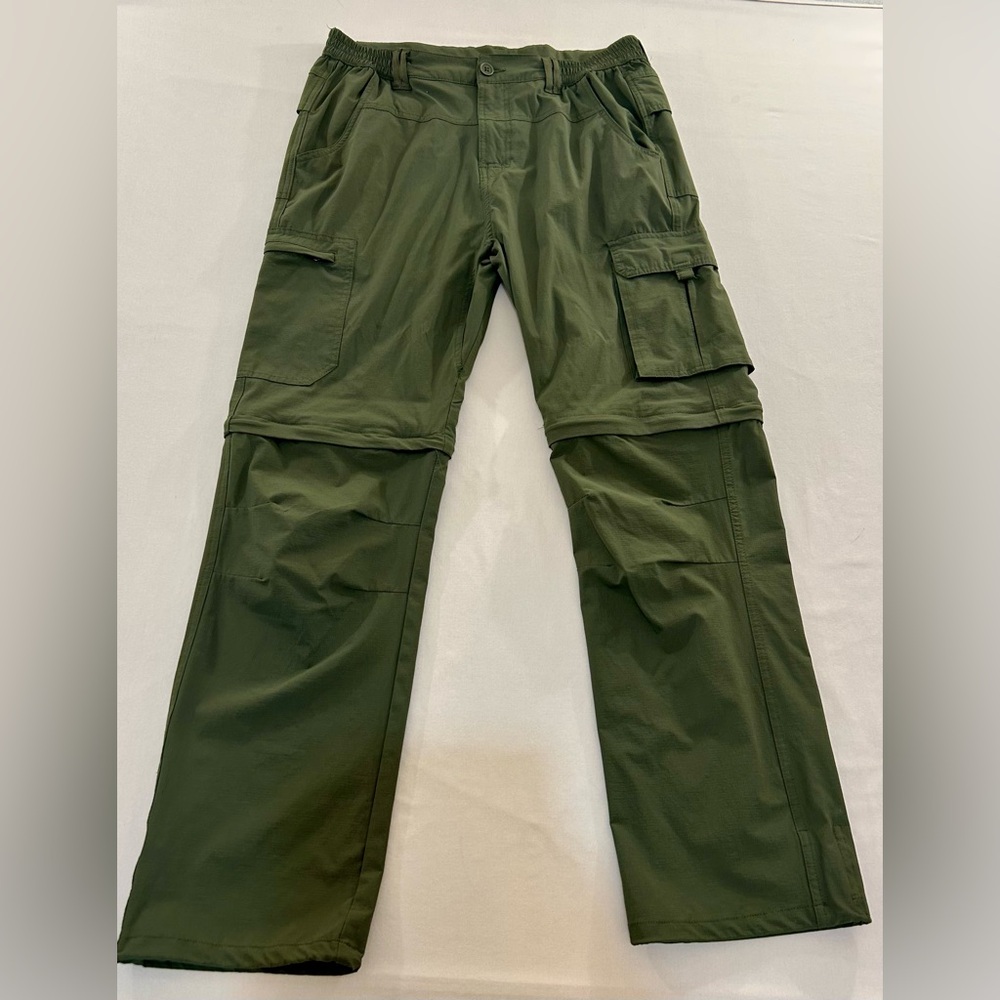Men’s Convertible Hiking Pants Army Green Lightweight Size 34
